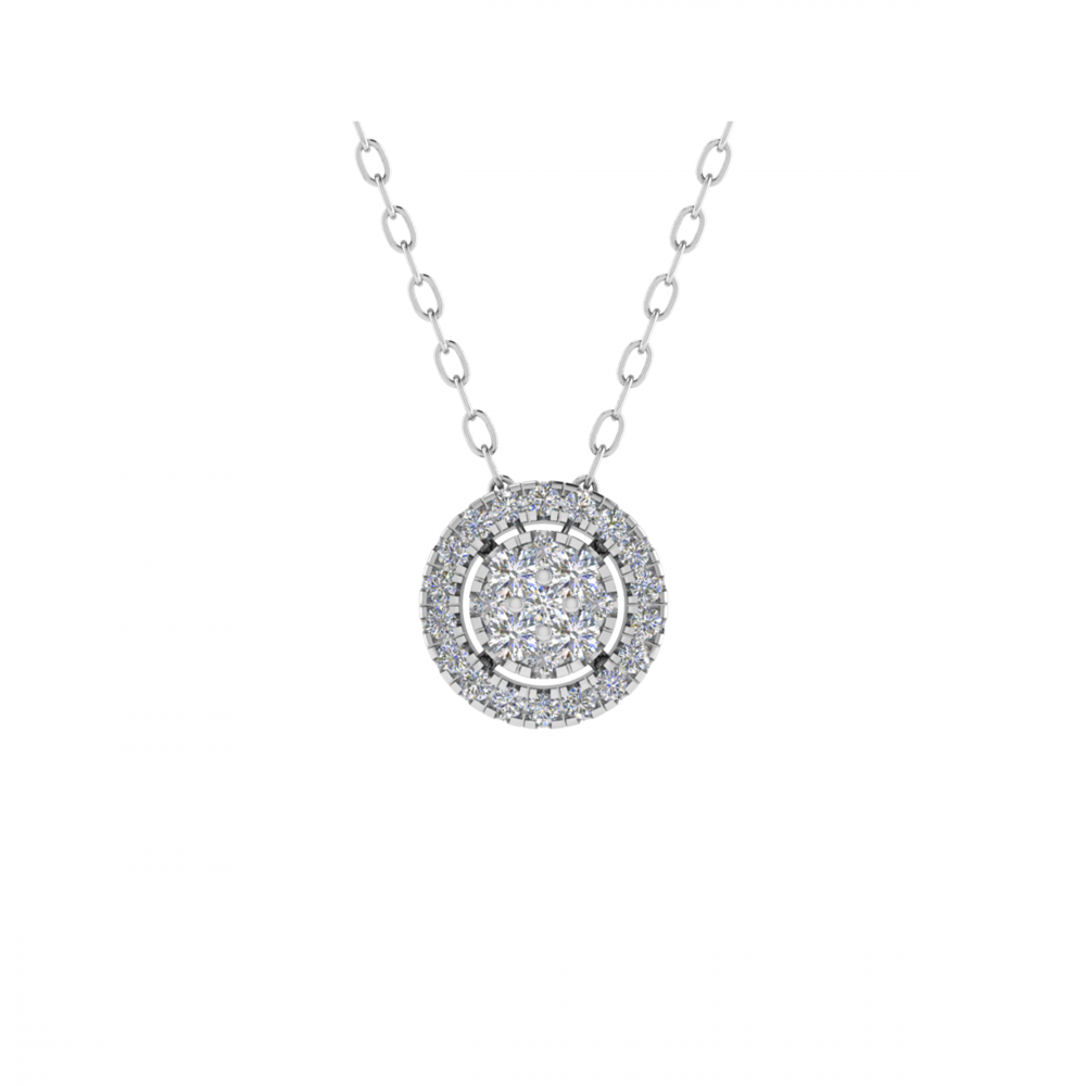 0.35CT VS/GH Round Diamond Set Cluster Pendant W