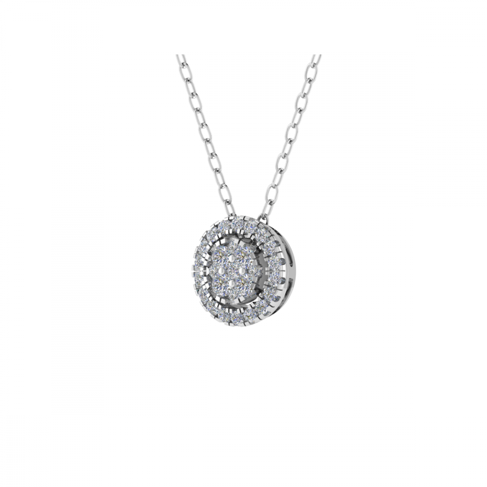 0.35CT VS/GH Round Diamond Set Cluster Pendant W