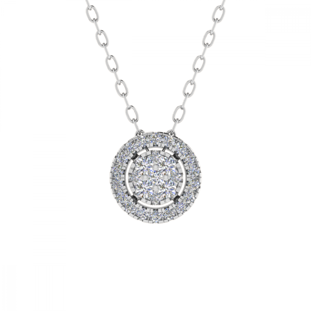 0.35CT VS/GH Round Diamond Set Cluster Pendant W