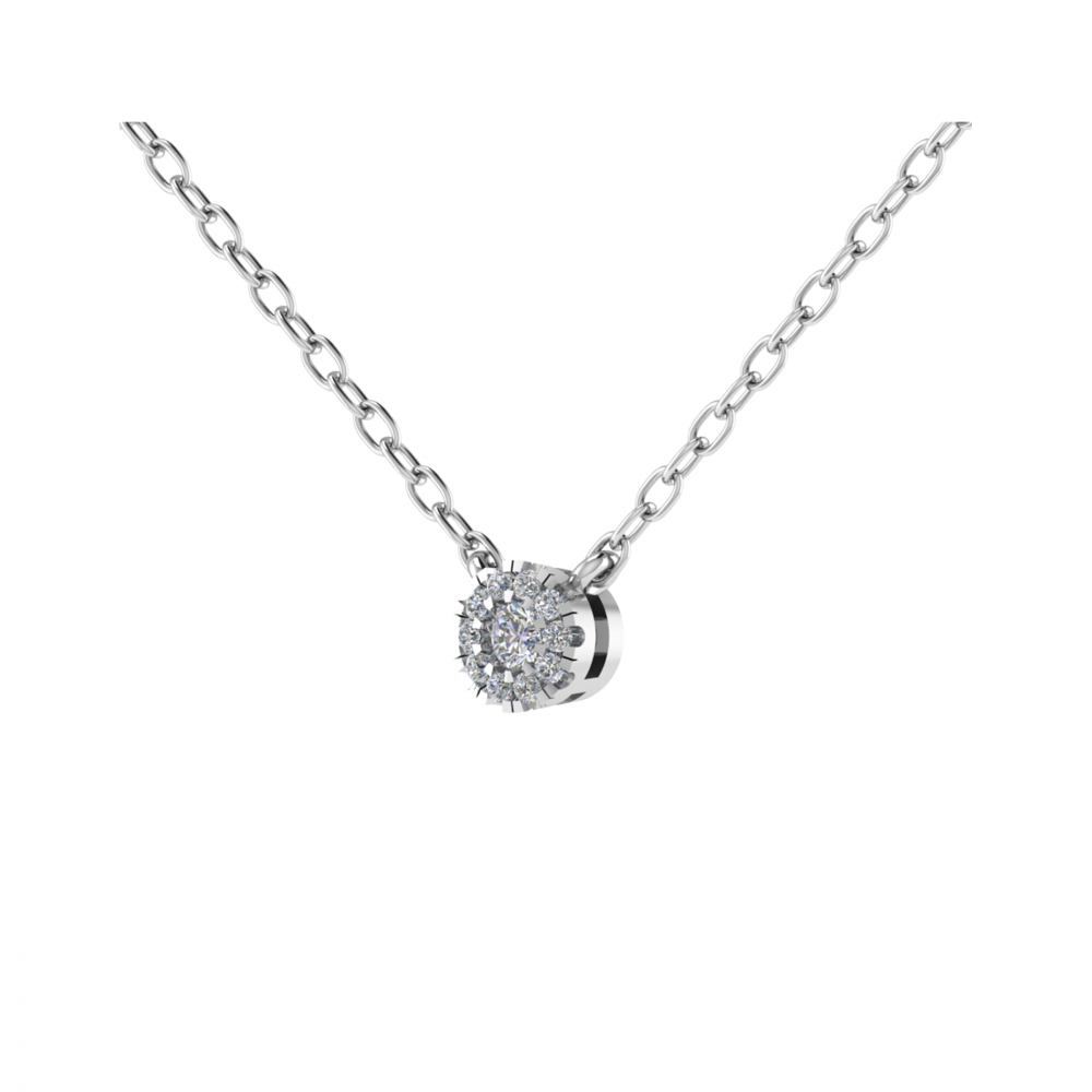 0.10CT VS/GH Round Diamond Set Cluster Pendant W