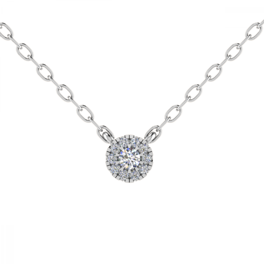 0.10CT VS/GH Round Diamond Set Cluster Pendant W